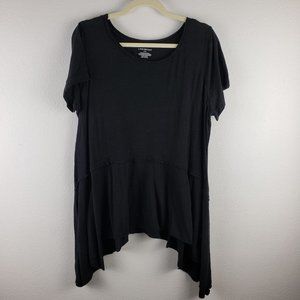 Lane Bryant Women's Size 14/16 Sharkbite Hem Tunic Top Black Lagenlook